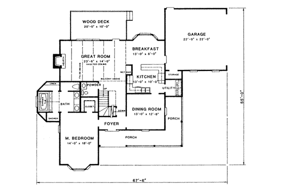 Floor Plan - Main Floor for Country House Plan #10-245 - 3 bed, 2.5 bath