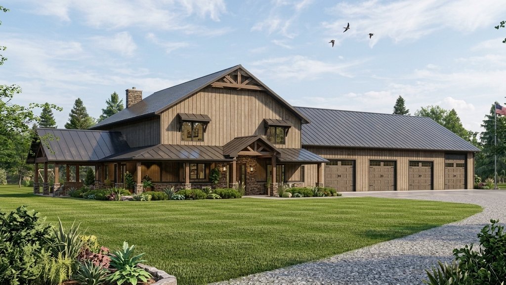 Exterior - Front Elevation 2 for Barndominium House Plan #1064-264 - 3 bed, 3 bath