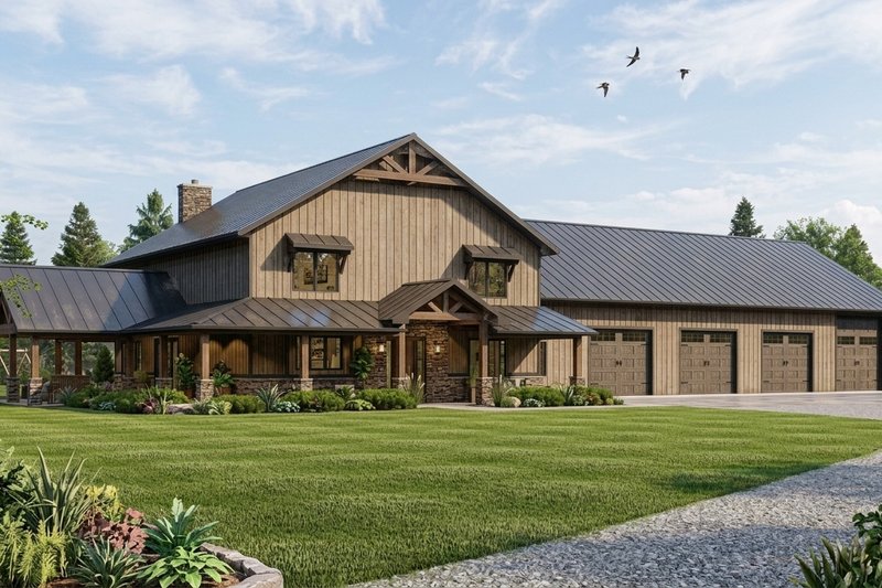 Exterior - Front Elevation 2 for Barndominium House Plan #1064-264 - 3 bed, 3 bath