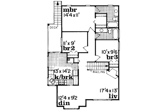 Floor Plan - Upper Floor for Traditional House Plan #47-558 - 3 bed, 2 bath