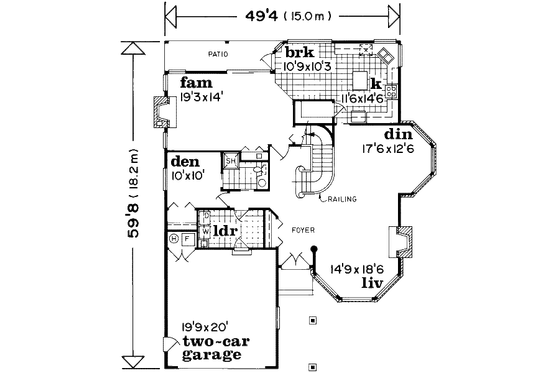 Floor Plan - Main Floor for Traditional House Plan #47-556 - 4 bed, 3 bath