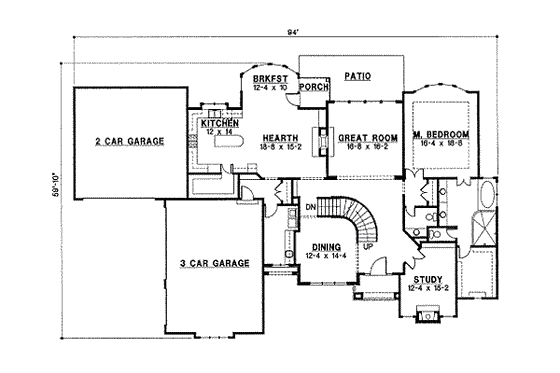 Floor Plan - Main Floor for Traditional House Plan #67-823 - 4 bed, 4 bath