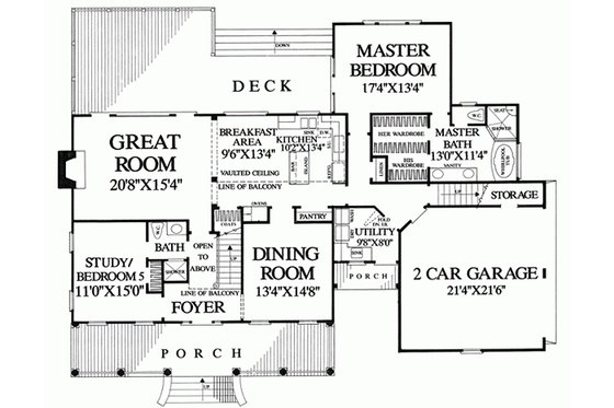 Floor Plan - Main Floor for Southern House Plan #137-276 - 5 bed, 3.5 bath