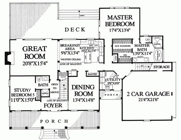 House Plan Design - Southern Floor Plan - Main Floor Plan #137-276
