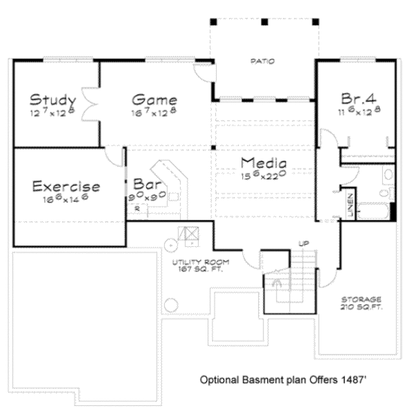Architectural House Design - Traditional Floor Plan - Lower Floor Plan #20-1823