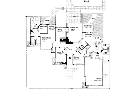 Floor Plan - Main Floor for Modern House Plan #320-135 - 4 bed, 4.5 bath