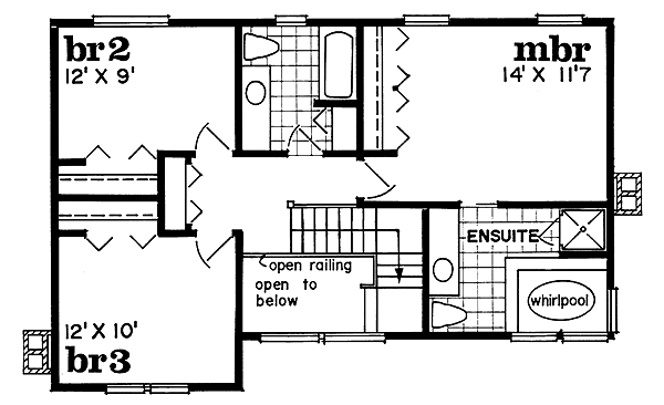 Traditional Floor Plan - Upper Floor Plan #47-399