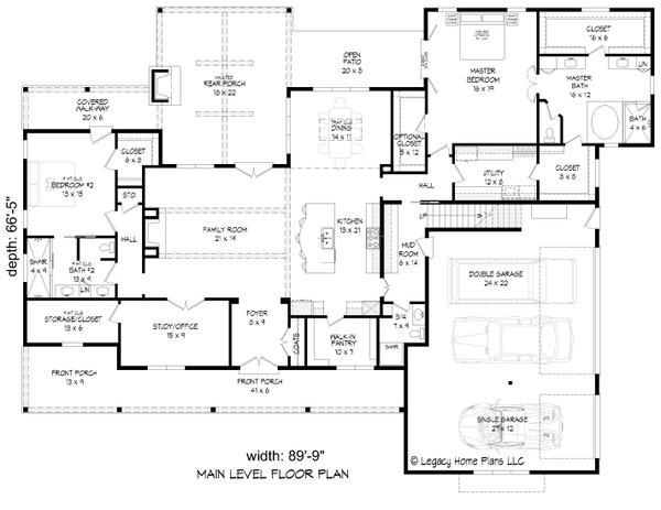 Architectural House Design - Farmhouse Floor Plan - Main Floor Plan #932-638