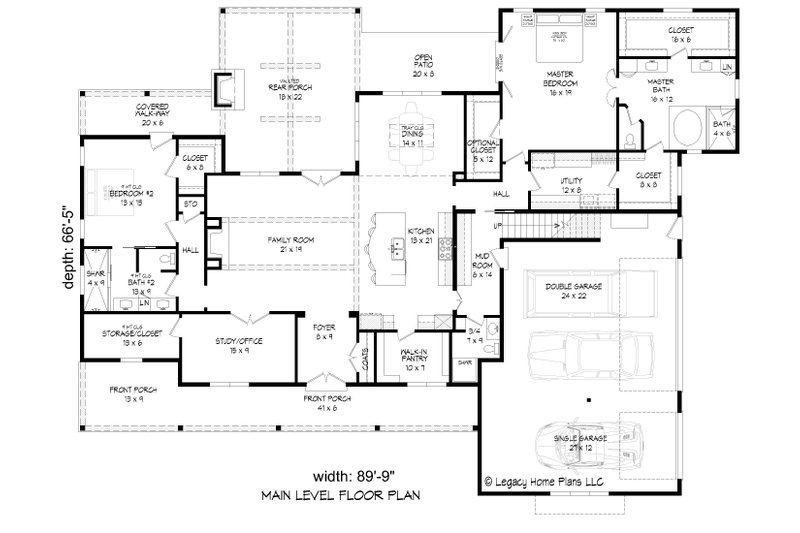 Home Plan - Floor Plan - Main Floor for Farmhouse House Plan #932-638 - 2 bed, 4 bath