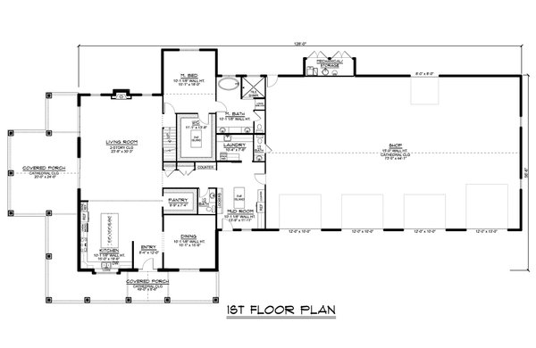 Barndominium Floor Plan - Main Floor Plan #1064-264