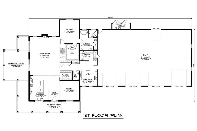 Barndominium Style House Plan - 3 Beds 3 Baths 4121 Sq/Ft Plan #1064 ...