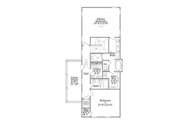 Traditional Floor Plan - Upper Floor Plan #69-402