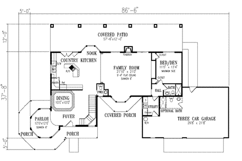 Dream House Plan - Floor Plan - Main Floor for Mediterranean House Plan #1-703 - 4 bed, 3.5 bath