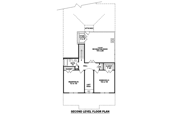 Floor Plan - Upper Floor for Bungalow House Plan #81-953 - 3 bed, 3 bath
