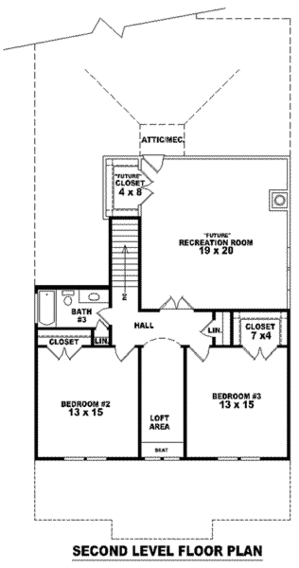 Bungalow Floor Plan - Upper Floor Plan #81-953