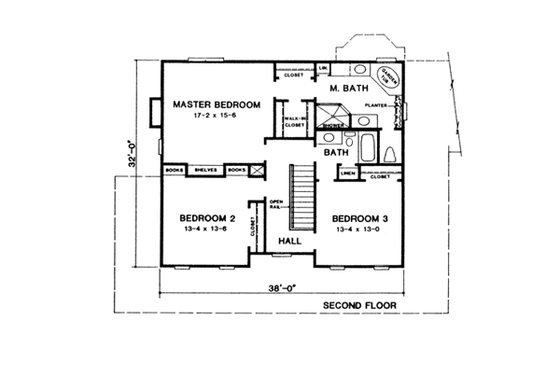 Floor Plan - Upper Floor for Country House Plan #10-254 - 3 bed, 2.5 bath