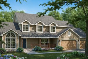 Country Exterior - Front Elevation Plan #100-219