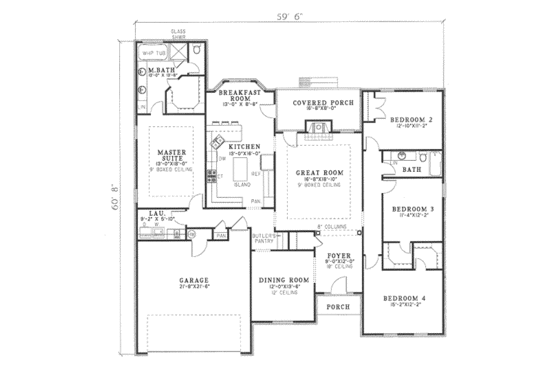 Floor Plan - Main Floor for European House Plan #17-128 - 4 bed, 2 bath