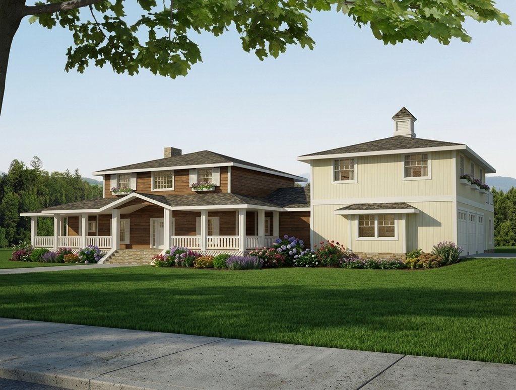 Exterior - Front Elevation 2 for Farmhouse House Plan #117-1114 - 4 bed, 5 bath
