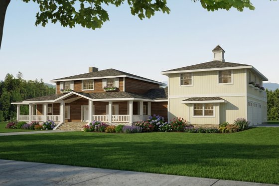 Exterior - Front Elevation for Farmhouse House Plan #117-1114 - 4 bed, 5 bath