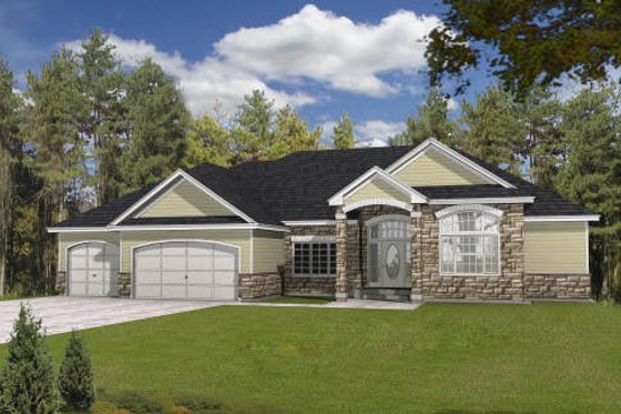 Exterior - Front Elevation for Ranch House Plan #112-151 - 5 bed, 4.5 bath