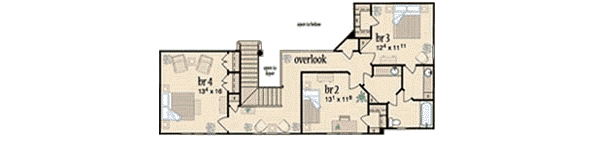 Colonial Floor Plan - Upper Floor Plan #36-227