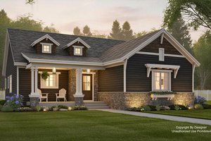 Exterior - Front Elevation 3 for Bungalow House Plan #51-1387 - 3 bed, 2.5 bath