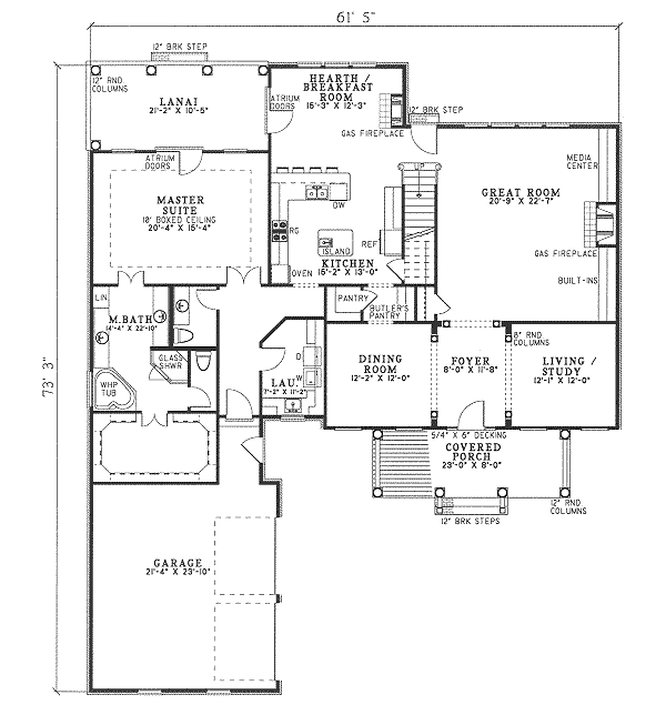 Architectural House Design - Traditional Floor Plan - Main Floor Plan #17-294
