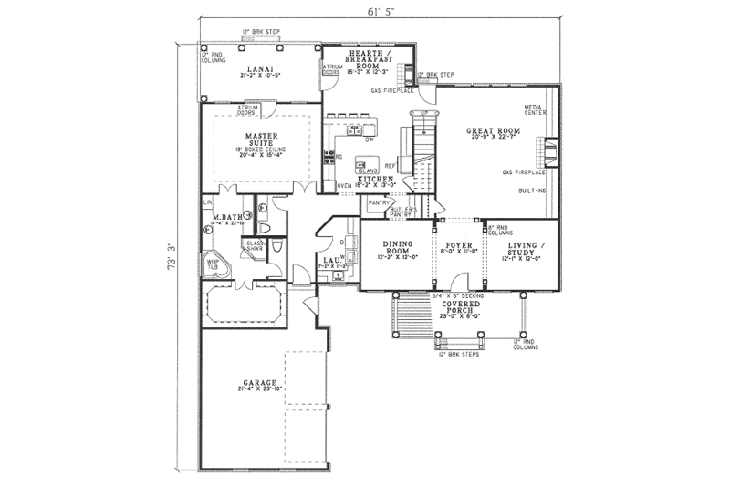 Dream House Plan - Floor Plan - Main Floor for Traditional House Plan #17-294 - 4 bed, 2.5 bath