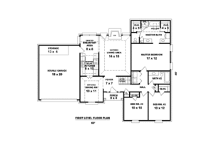Floor Plan - Main Floor for Southern House Plan #81-13902 - 3 bed, 2 bath