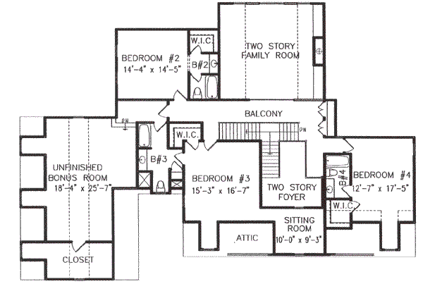 Southern Floor Plan - Upper Floor Plan #54-109