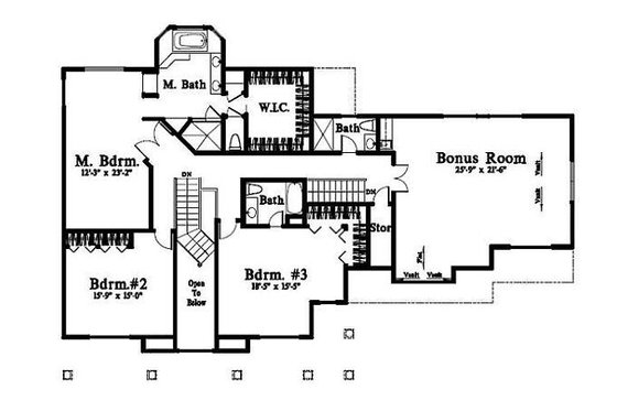 Floor Plan - Upper Floor for Traditional House Plan #78-220 - 3 bed, 3.5 bath
