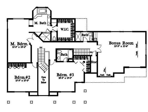 Traditional Floor Plan - Upper Floor Plan #78-220