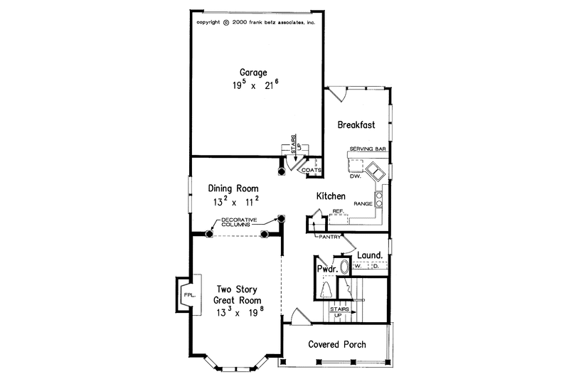 House Blueprint - Floor Plan - Main Floor for Colonial House Plan #927-790 - 3 bed, 2.5 bath