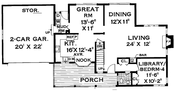 Country Floor Plan - Main Floor Plan #3-243