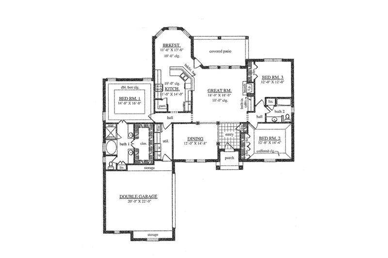 Dream House Plan - Floor Plan - Main Floor for Traditional House Plan #42-723 - 3 bed, 2 bath