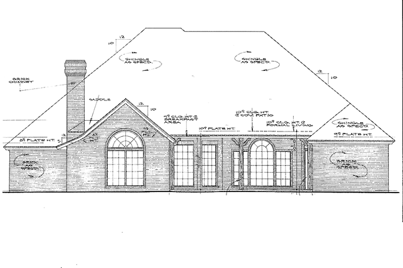 Dream House Plan - Exterior - Rear Elevation for European House Plan #310-1158 - 4 bed, 3 bath