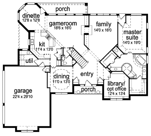 House Design - Country Floor Plan - Main Floor Plan #84-730