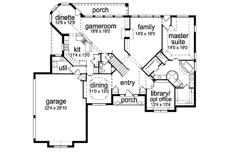 Home Plan - Floor Plan - Main Floor for Country House Plan #84-730 - 4 bed, 3.5 bath