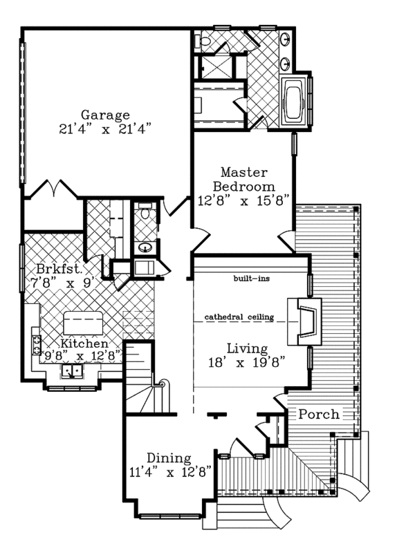 House Design - Country Floor Plan - Main Floor Plan #985-14
