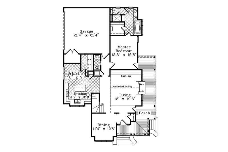Home Plan - Floor Plan - Main Floor for Country House Plan #985-14 - 3 bed, 2.5 bath
