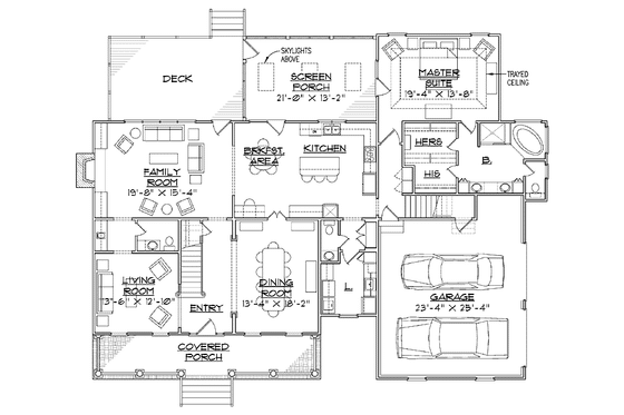 Floor Plan - Main Floor for Farmhouse House Plan #1054-4 - 4 bed, 3 bath
