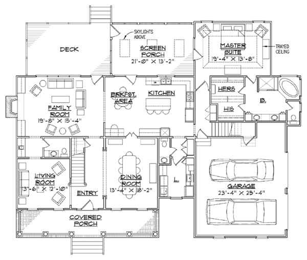 Architectural House Design - Farmhouse Floor Plan - Main Floor Plan #1054-4