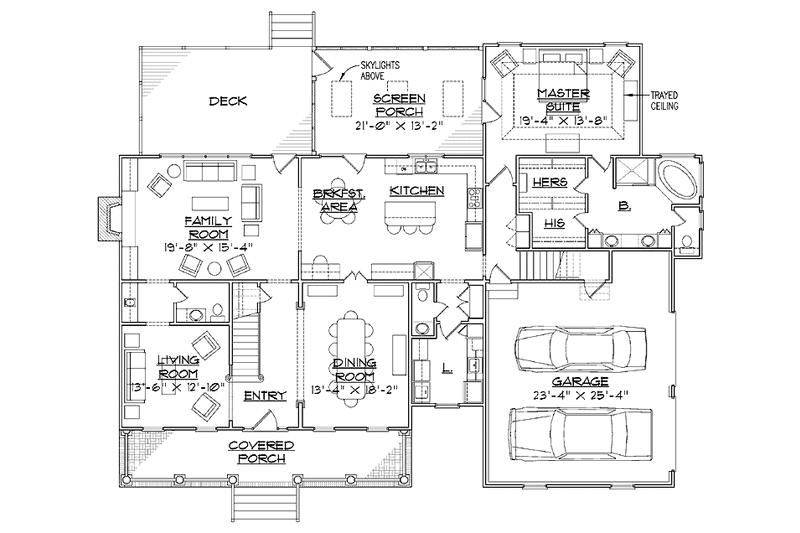 Dream House Plan - Floor Plan - Main Floor for Farmhouse House Plan #1054-4 - 4 bed, 3 bath