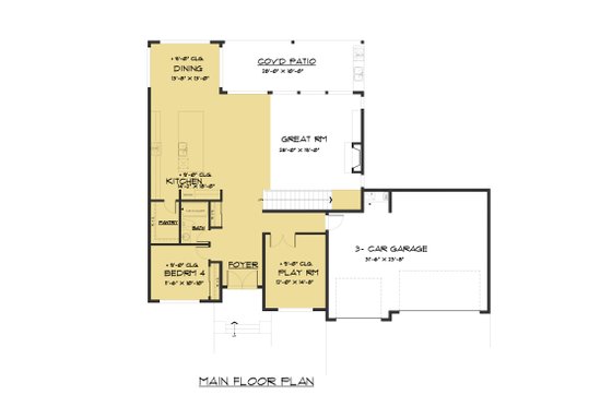 Floor Plan - Main Floor for Modern House Plan #1066-82 - 4 bed, 3 bath