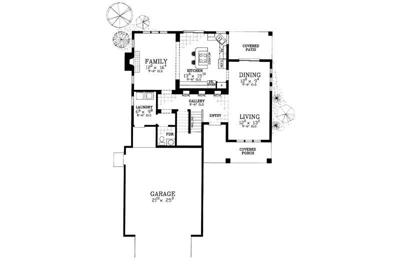 Home Plan - Floor Plan - Main Floor for Prairie House Plan #72-1134 - 3 bed, 2.5 bath