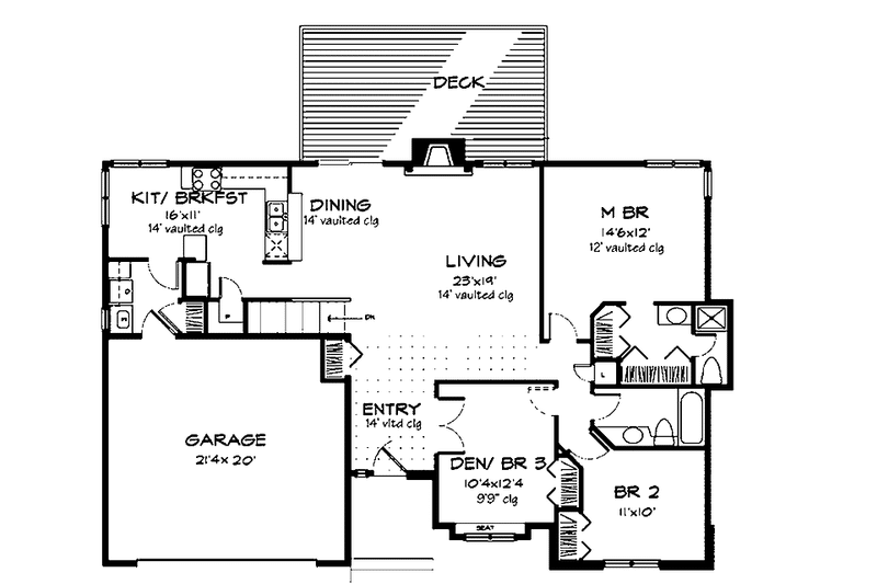 Home Plan - Floor Plan - Main Floor for Ranch House Plan #320-622 - 2 bed, 2 bath