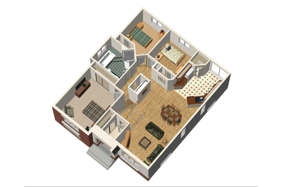 Floor Plan - Main Floor 1 for European House Plan #25-4650 - 3 bed, 1 bath