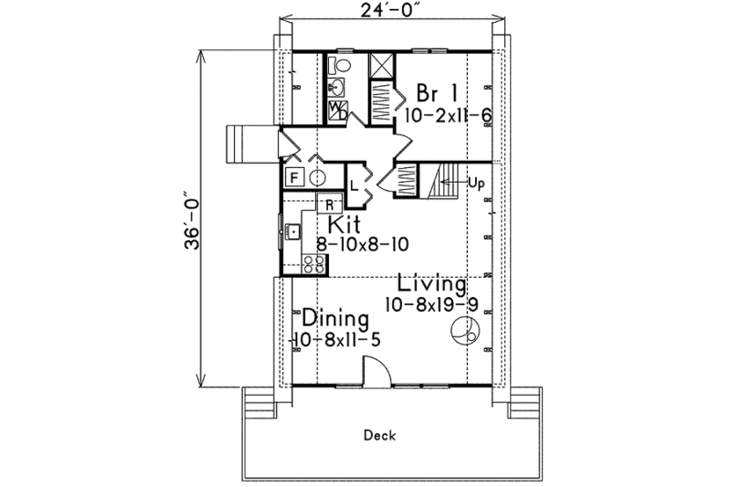 Dream House Plan - Floor Plan - Main Floor for Cottage House Plan #57-484 - 3 bed, 1 bath