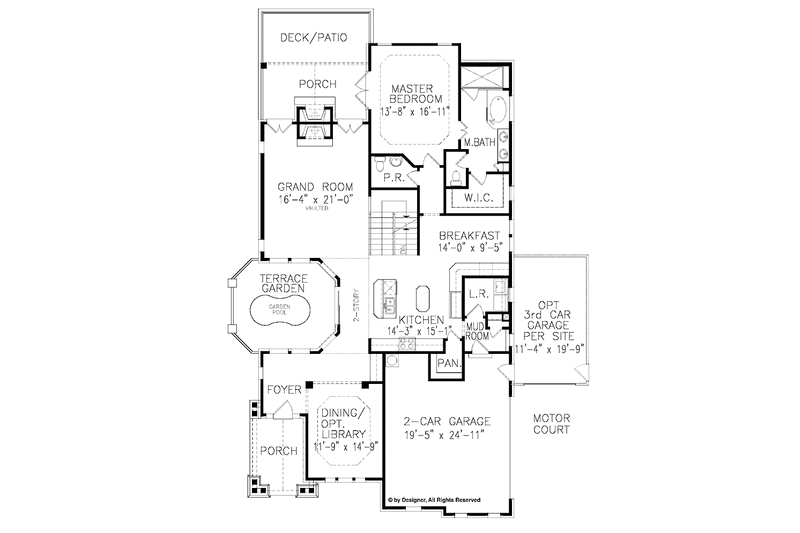 House Blueprint - Floor Plan - Main Floor for Craftsman House Plan #54-312 - 4 bed, 3.5 bath
